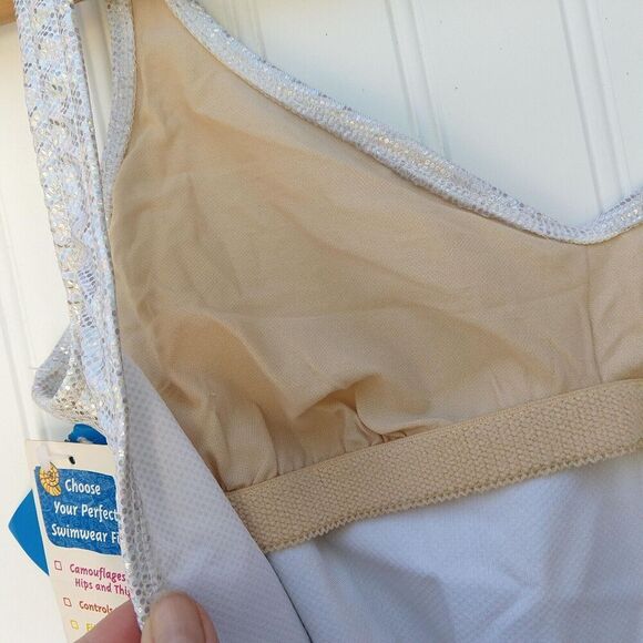 Vintage Metallic One Piece Swimsuit Size S 12 NWT Beach Native Shimmer - Picture 9 of 10
